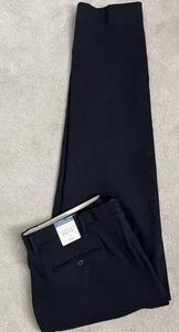 M&S TAILORED NAVY BLUE ITALIAN LINEN MIRACLE TROUSERS NOVA FIDES W40” L33” - Picture 1 of 8