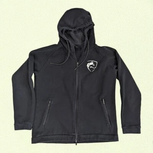 ALPHALETE Mens Hoodie L LOGO Double Zip Black Hooded Sweatshirt - Picture 1 of 6