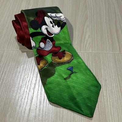 Gravata de golfe Mickey Unlimited verde preta Mickey Mouse 100% seda Disney - Imagem 1 de 4
