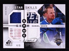 2016 Upper Deck SP Game Used All-Star Skills Gear /6 Daniel Sedin #ASGG-DS HOF