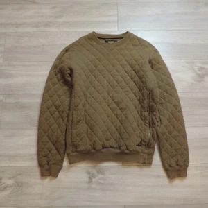 10 Deep Quilted Sweatshirt Mens XXL Army Green Brown Pockets Pullover Side Zip - Picture 1 of 10