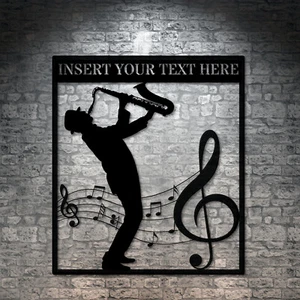 Personalized Saxophonist Name Metal Sign. Custom Saxophone Player Wall Decor - Picture 1 of 5