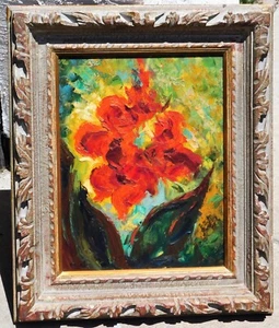 Vintage Abstract MCM oil/canvas signed, T Mura 12 x 16, vintage frame - Picture 1 of 3