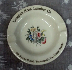 Vtg DONGHIA BROS LUMBER CO Walnut Street Vandergrift PA Advertising 5" Ashtray - Picture 1 of 5