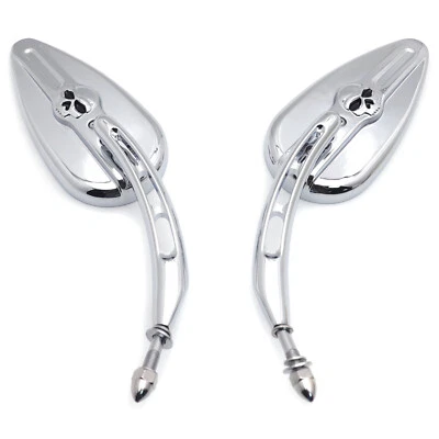 Espejos retrovisores laterales cromados con calavera para Harley Softtail Slim Fat Boy Heritage clase Softail Foto 1 de 4