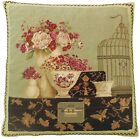 Wool Needlepoint Pillow Kathryn White Vase Flowers Butterfly Bird Cage 20x20