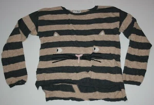 USED Next UK 9 Year Girls Sweater Soft Knit Kitty Cat Face Front & Tail Back - Picture 1 of 3