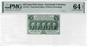 50 Cent Fractional Currency note-fr.1311(Perf. Edges)PMG CU 64 EPQ-Only 4 Finer! - Picture 1 of 4