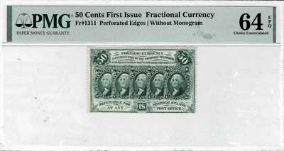 50 Cent Fractional Currency note-fr.1311(Perf. Edges)PMG CU 64 EPQ-Only 4 Finer! - Image 1 of 4