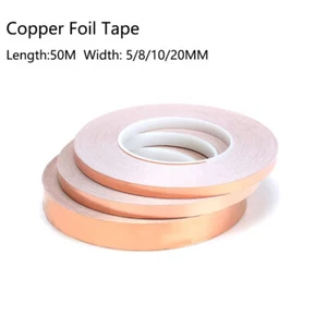 50m Strip Adhesive Copper Foil Tape Single Side Conductive Shielding Heat Resist - Picture 1 of 5