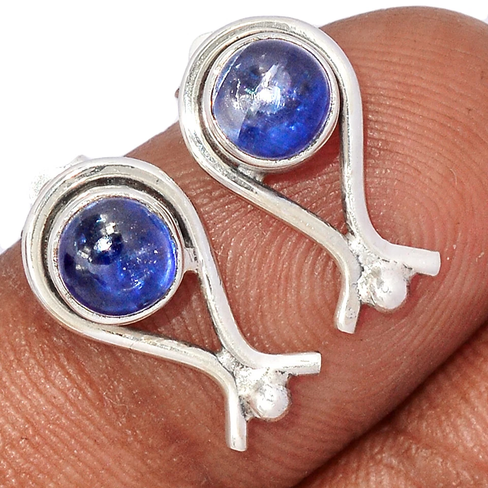 Pendientes Cabujón Natural Cianita - Brasil Plata 925 Tachuela HTS1 CE45181 Foto 1 de 1