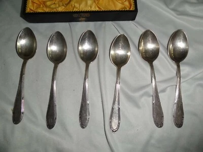 6 WMF Silberlöffel Teelöffel Kaffeelöffel Punze 90  mit Etui altes Versilbert - Bild 1 von 4