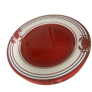 Sonoma Nantucket Collection Lobster Crab 11" Plates Set Of 4 Red White Blue - Picture 1 of 7