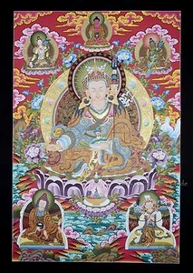32.5" x 22.75" Guru Rinpoche Tibetan Religious Thangka Thanka Scroll Painting - Picture 1 of 6
