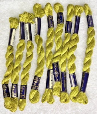 9 MINT Anchor Perle Pearl Cotton #280 DkCharteuse Embroidery Floss Vintage Skein - Image 1 of 3