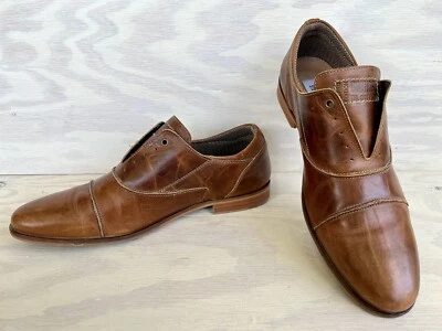 Steve Madden Limited Edition Handcrafted Brown Leather Cap Toe NoLace Oxfords 13 - Image 1 of 4