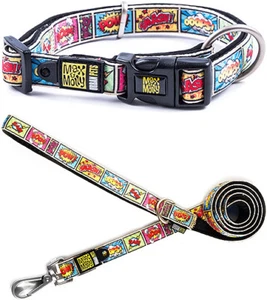 Max & Molly - Juego de collar y correa para perro - estilo cómic con etiqueta de identificación, 11-17" pequeño, 4 pies - Imagen 1 de 3