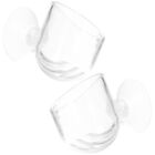 2Pc Crystal Glass Aquatic Plant Cup Pot with 2X Suction Cups for Fish Tank