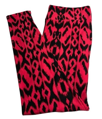 LuLaRoe Leggings TC Tall Curvy Tropical BLACK PINK Modern ABSTRACT Tree BARK Fun - Image 1 of 4
