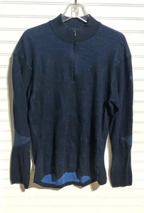 Suéter Pullover Smartwool Azul Estampado 1/4 Cremallera Cuello Simulado Hombres XL - Imagen 1 de 12