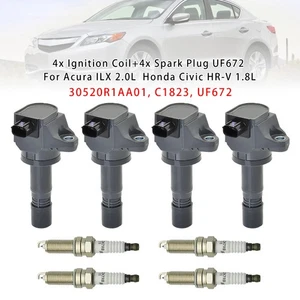 4x Ignition Coil+4x Spark Plug UF672  For Acura ILX 2.0L  Honda Civic HR-V 1.8L - Picture 1 of 17
