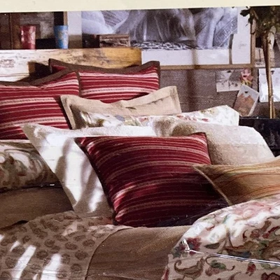 Ralph Lauren Antigua Caqui Estándar Almohada Shams Chino Sarga Par Conjunto de Dos-Nuevo Foto 1 de 4