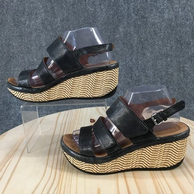 Sandalias Bussola para mujer 39 con cordones negras punta abierta informales cómodas tacones de cuña Foto 1 de 4