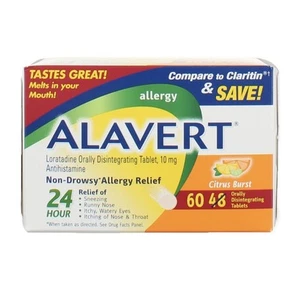 Alavert Allergy Non-Drowsy Citrus 10mg Antihistamine 60 Tab 24 hour relief - Picture 1 of 5