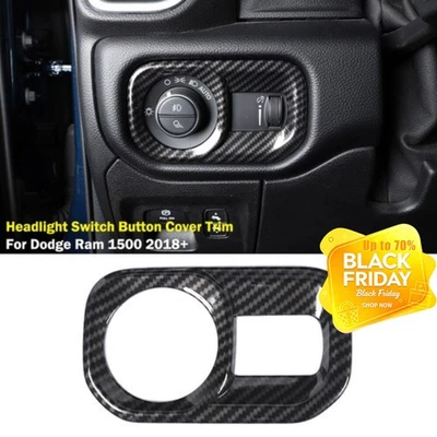 Cubierta interior de interruptor de faros de fibra de carbono para Dodge Ram 1500 2018-2020 Foto 1 de 4