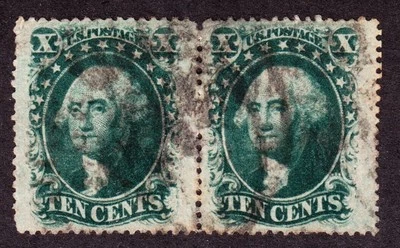 US 35 10c Washington Used Pair XF SCV $140 - Image 1 of 2