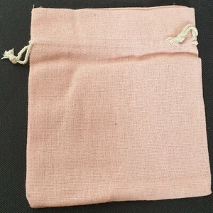 NEW Pink cotton blend fabric drawstring gift bag 16x14cm wedding jewellery party - Picture 1 of 1