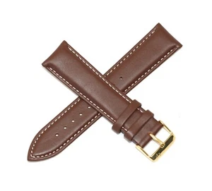 Lucien Piccard 22MM Genuine Leather Watch Strap Band 8" BROWN Gold Buckle NEW - Picture 1 of 5