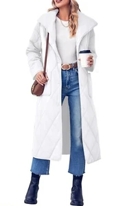Chaqueta acolchada para mujer Miladusa Abrigo largo acolchado Invierno Maxi Plumón Chaqueta XL Blanca - Imagen 1 de 5