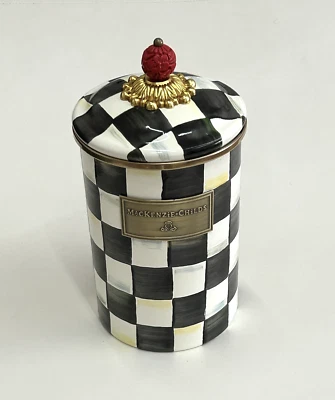 Mackenzie Childs Courtly Check Enamel Canister Large - Image 1 of 4
