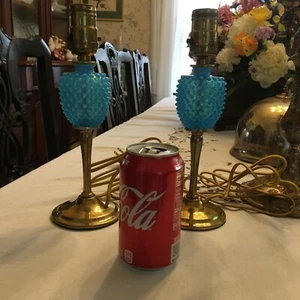 Fenton Original 40er Jahre blau opalisierende Boudoir Lampen-----Paar - Bild 1 von 6