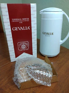 Vintage Gevalia Kaffe 1 Qt. Thermal Server White Carafe Thermos w/Box - Picture 1 of 12