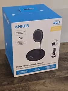 ANKER MagGo 2-in-1 Charging Station 15W Qi2 Wireless MagSafe Charging SEALED - Picture 1 of 13
