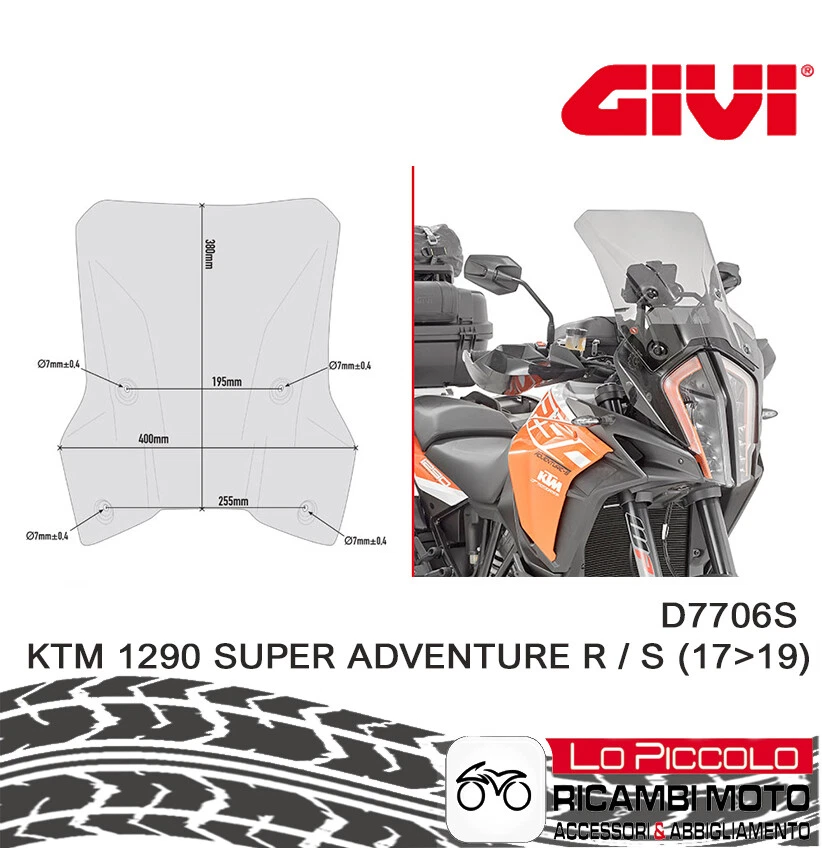 Parabrisas [ GIVI ] - KTM 1290 Super Adventure S/R 2017-2020 Humo Claro 44X41 - Imagen 1 de 1