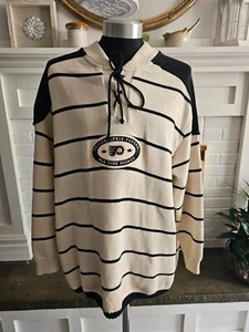 Vintage Philadelphia Flyers Old Time Hockey Striped Knit Sweater SIZE XL - Picture 1 of 6