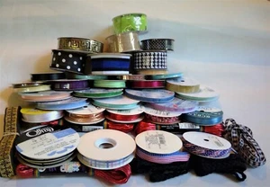 Assorted Woven Ribbons, Trims and Cording- 39 Various colors, styles , sizes - Picture 1 of 5