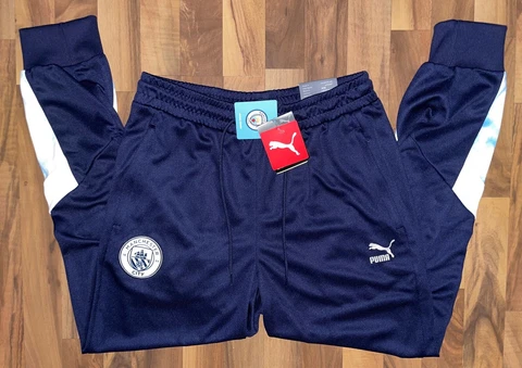New Mens Puma Manchester City Iconic MCS Soccer Track Pants 765204 Blue Sz M Cover