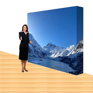 Tension Fabric Backdrop Booth Stand 3x3 Straight Pop Up Display Frame 8'x8' - Picture 1 of 13