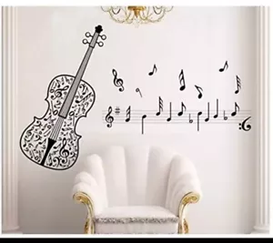 Calcomanía de pared para guitarra con notas musicales para maestro aula - Imagen 1 de 5