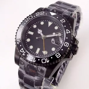 NH34 Automatik Herrenuhr GMT Uhr Schwarz PVD 20BAR Wasserdicht Saphir 40mm - Bild 1 von 8