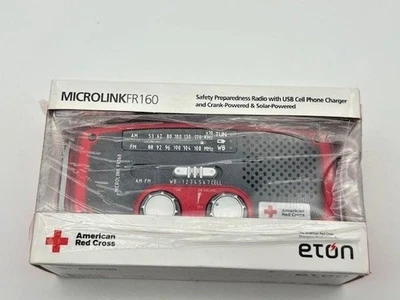 Cargador de teléfono linterna radio manivela alimentado por energía solar AM/FM rojo Eton MicroLinkFR160 AM/FM Foto 1 de 4