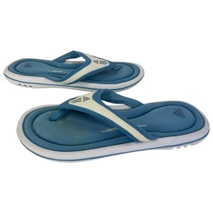 Vintage Adidas Fit Foam Blue White Flip Flop Sandals Summer Beach Holiday UK 8 - Picture 1 of 8