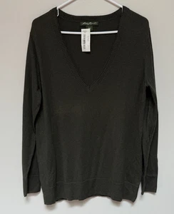 Eddie Bauer Neu mit Etikett 4% Kaschmir Pullover Grün Langarm V-Ausschnitt XL Petite - Bild 1 von 7