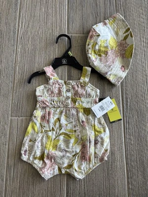 Romper Volcom com chapéu balde 0-3 meses floral - Imagem 1 de 4
