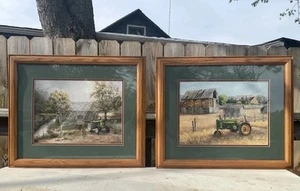 2 impresiones JOHN DEERE TRACTOR, de Judy Richardson, marco de madera, mate, 22,5 x 18,5 - Imagen 1 de 8