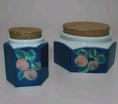 Bandon Irish Pottery Jars 2 Hexagon Cork Stopper Apple Range Ireland Forrester - Image 1 of 4